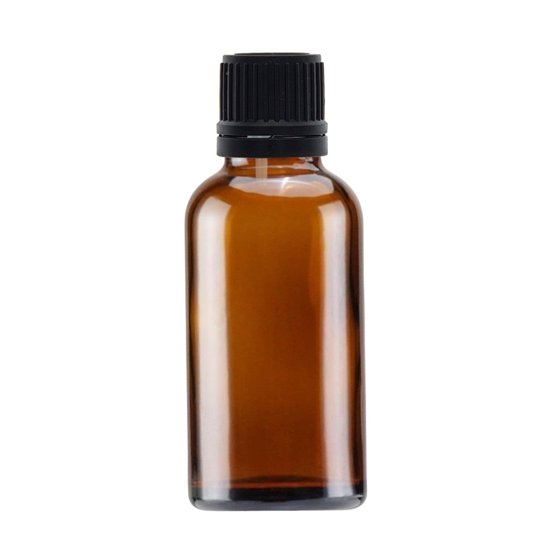 50ml Amber Glass Dropper Bottle with Black Tamper-Resistant Dropper Cap