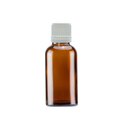 50ml Amber Glass Dropper Bottle with White Tamper-Resistant Dropper Cap
