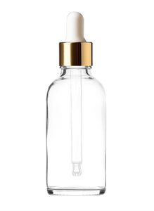 50ml Clear Glass Bottles with Gold/White Glass Pipettes