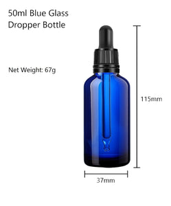 50ml Blue Glass Bottles with Tamper Resistant Glass Pipettes