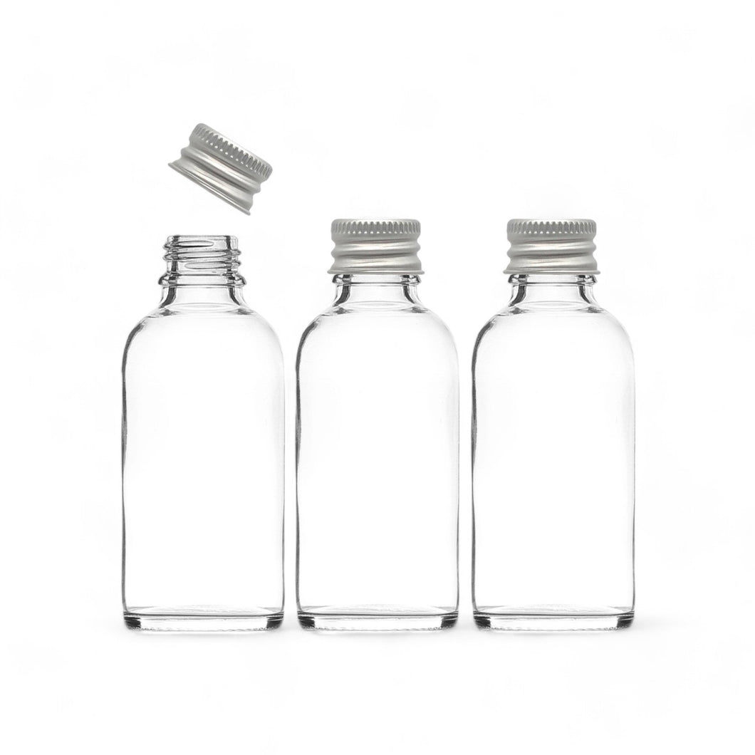 50ml Clear Glass Bottles with Aluminium Lid