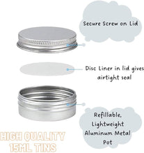 Load image into Gallery viewer, 15ml Small Aluminum Pots with Airtight Screw Lid - UK Manufactured