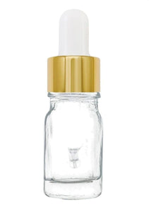 5ml Clear Glass Bottles with Gold/White Glass Pipettes