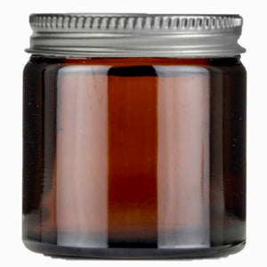 60ml Amber Brown Glass Jar with Brushed Aluminium Lid