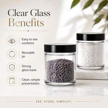 Load image into Gallery viewer, 60ml Clear Glass Jar with Black Airtight Lid