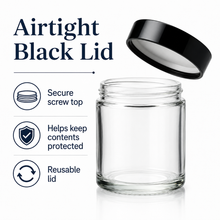 Load image into Gallery viewer, 60ml Clear Glass Jar with Black Airtight Lid