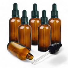 Load image into Gallery viewer, 100ml Amber Glass Bottles with Tamper Resistant Glass Pipettes