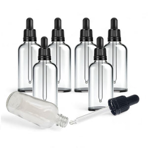 100ml Clear Glass Bottles with Tamper Resistant Glass Pipettes