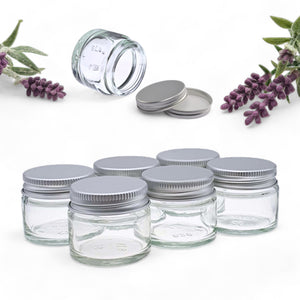 15ml Clear Glass Jar with Brushed Aluminium Lid