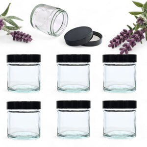 60ml Clear Glass Jar with Black Airtight Lid
