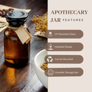 Amber Glass Apothecary Jars with Ground Glass Stopper - Features