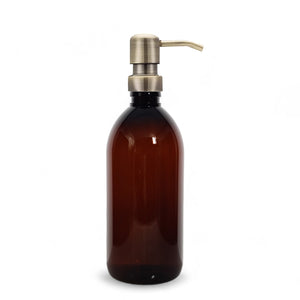 500ml Amber PET Plastic Bottles With Brass Metal Pump