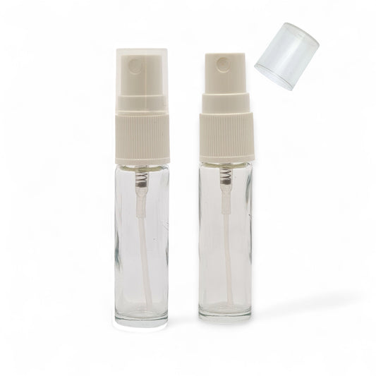 10ml Clear Slim Glass Rollette Bottle with White Finger Spray