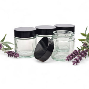 30ml Clear Glass Jar with Black Airtight Lid