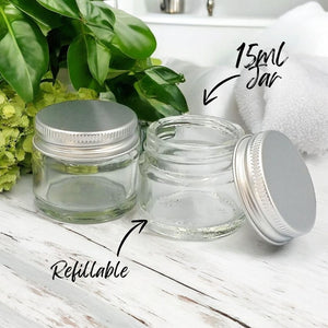 15ml Clear Glass Jar with Brushed Aluminum Lid