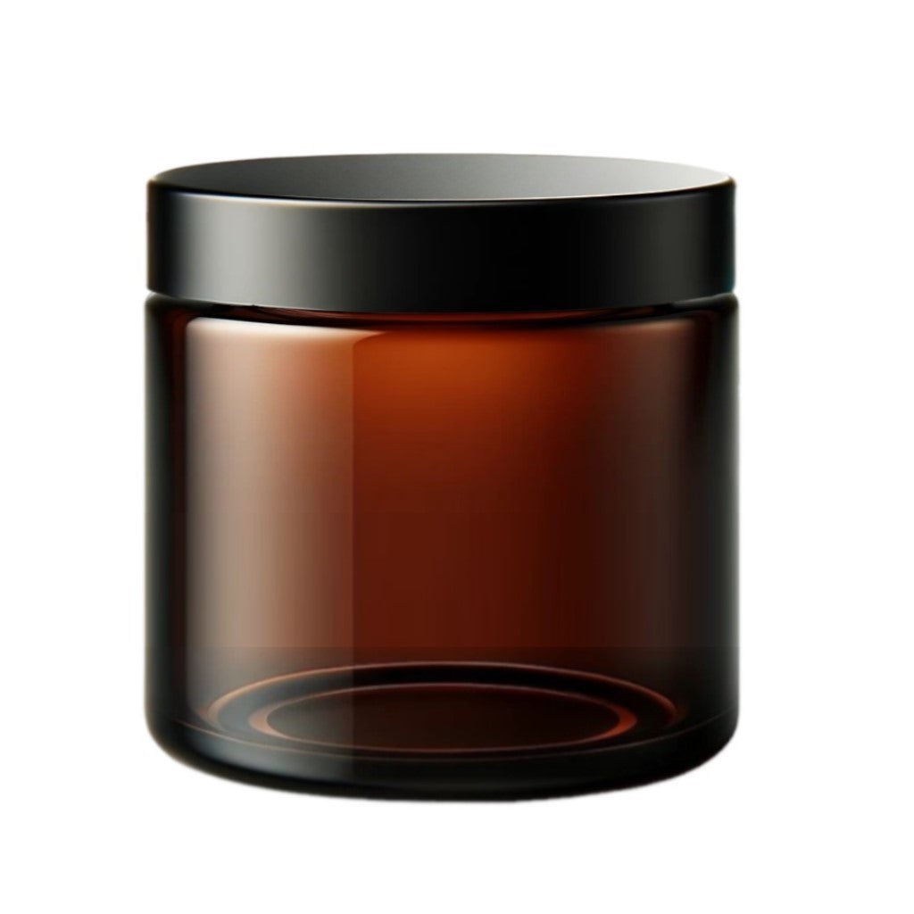 250ml Amber Glass Jar with Black Lined PP Lid