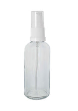 Load image into Gallery viewer, 100ml Clear Glass Bottles with White Treatment Pump and Clear Overcap