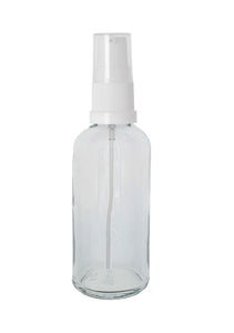 100ml Clear Glass Bottles with White Treatment Pump and Clear Overcap