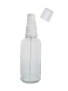 100ml Clear Glass Bottles with White Treatment Pump and Clear Overcap