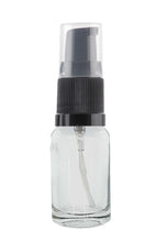 Load image into Gallery viewer, 10ml Clear Glass Bottles with Black Treatment Pump with Clear Overcap