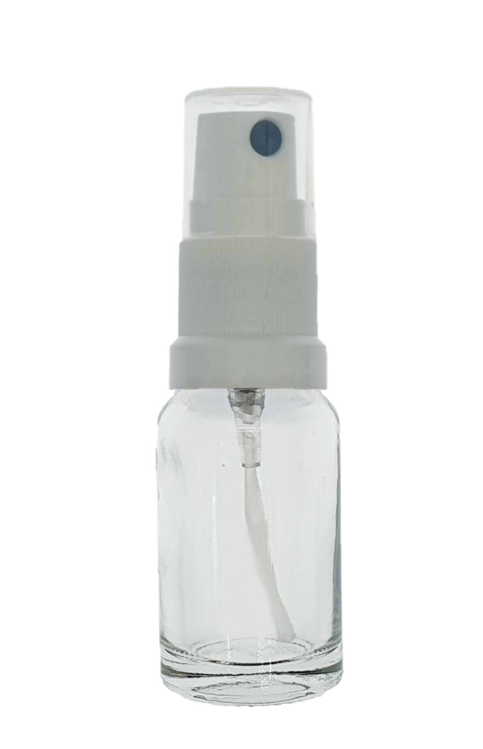 10ml Clear Glass Bottles with White Atomiser Spray and Clear Overcap