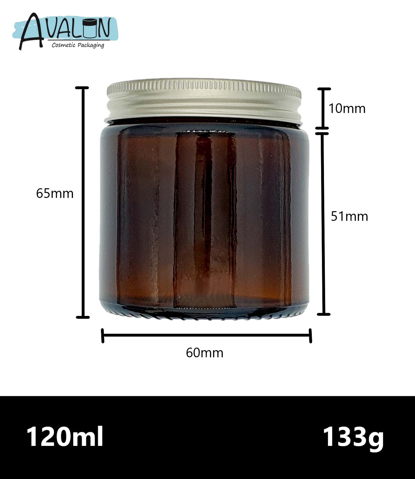 120ml Amber Brown Glass Jar with Brushed Aluminum Lid