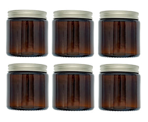 120ml Amber Brown Glass Jar with Brushed Aluminum Lid