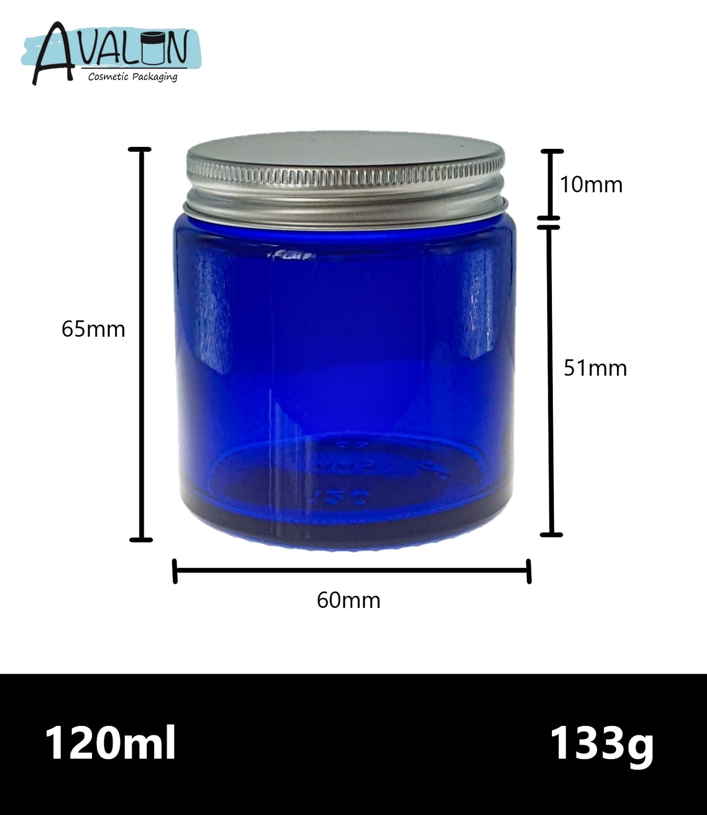 120ml Blue Glass Jar with Aluminum Lid