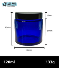 Load image into Gallery viewer, 120ml Blue Glass Jar with Black Urea Lid