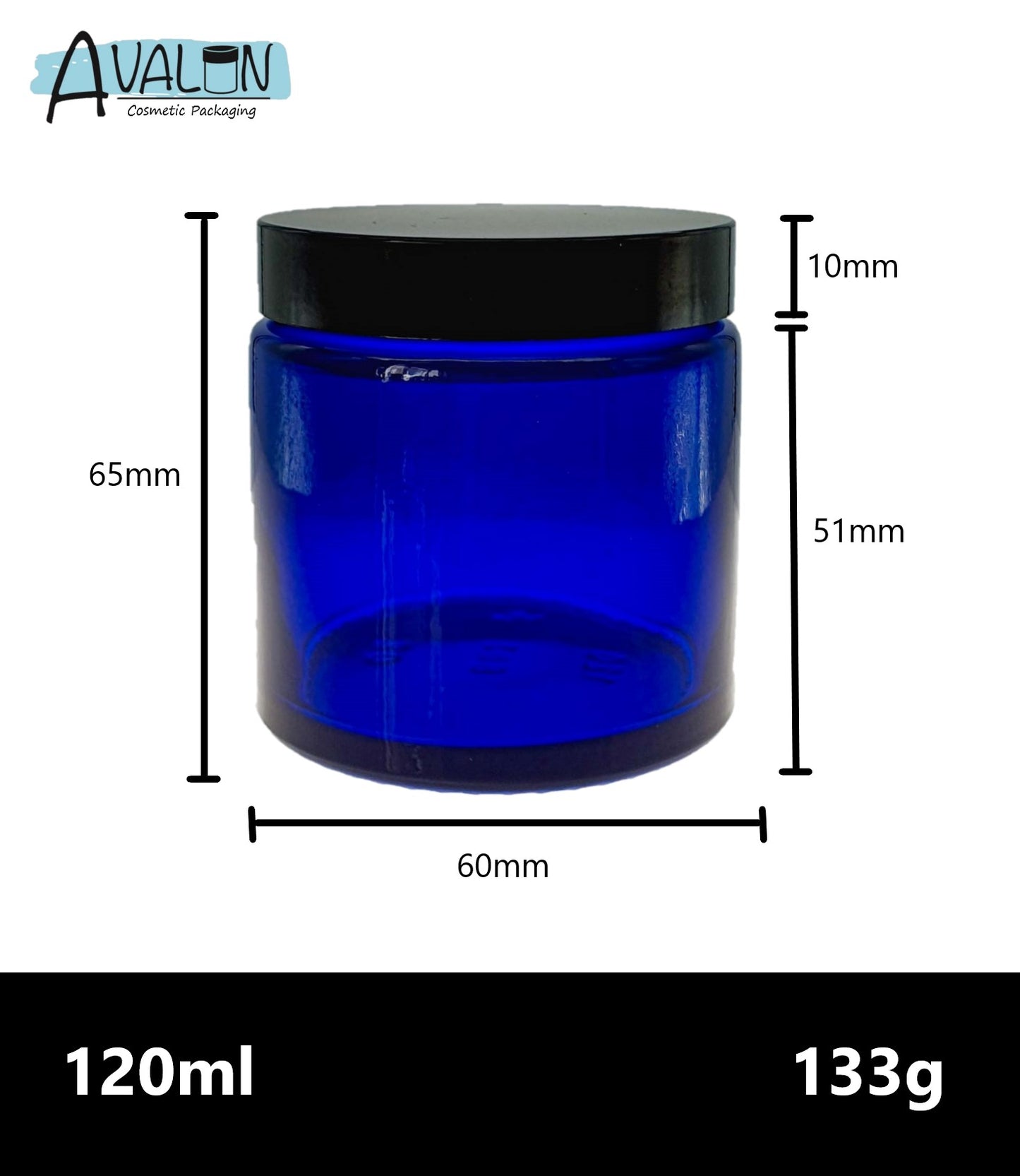 120ml Blue Glass Jar with Black Urea Lid