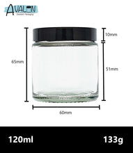 Load image into Gallery viewer, 120ml Clear Glass Jar with Black Urea Lid