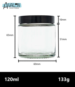 120ml Clear Glass Jar with Black Urea Lid