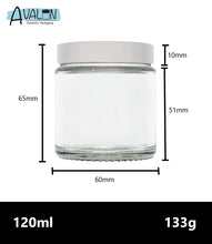 Load image into Gallery viewer, 120ml Clear Glass Jar with White Urea Lid