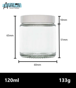 120ml Clear Glass Jar with White Urea Lid