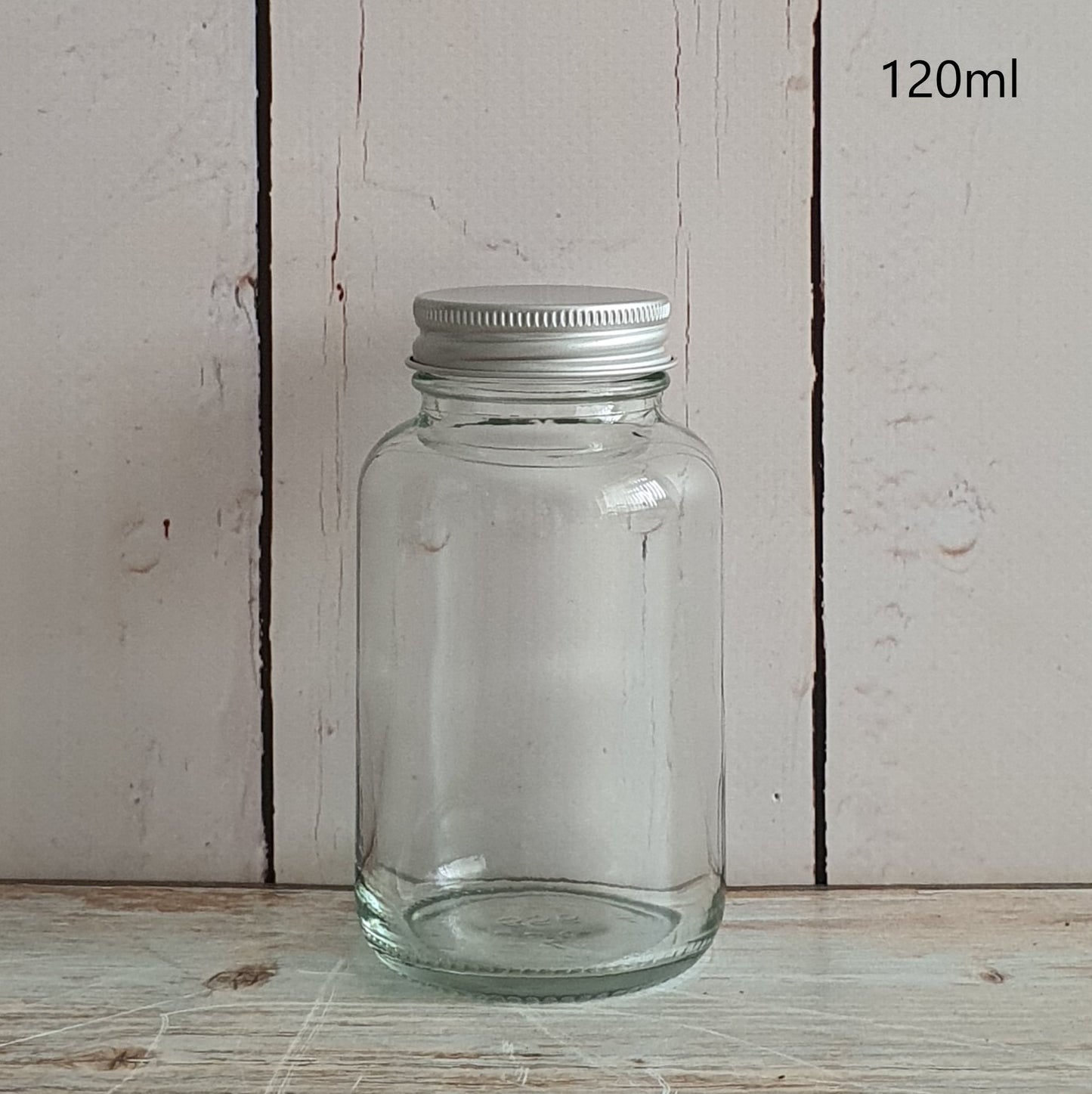 Clear Wide Mouth Glass Pill Jars with Aluminum Lids