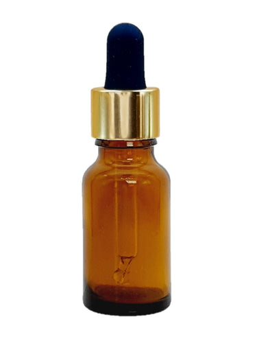 15ml Amber Glass Dropper Bottles with Gold/Black Glass Pipettes Avalon Cosmetic Packaging 