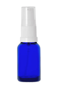 15ml Blue Glass Bottles with White Treatment Pump and Clear Over Cap