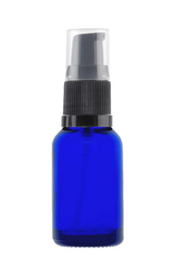 15ml Blue Glass Bottles with Black Treatment Pump and Clear Overcap