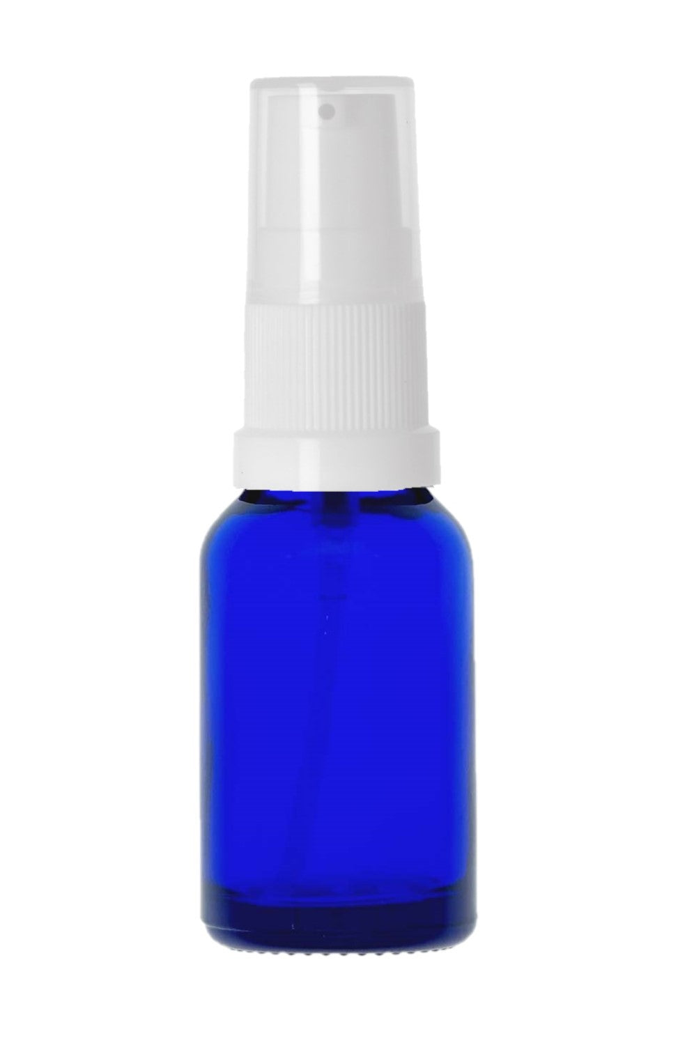 15ml Blue Glass Bottles with White Treatment Pump and Clear Overcap