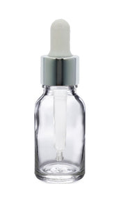 15ml Clear Glass Bottles with Silver/White Glass Pipettes