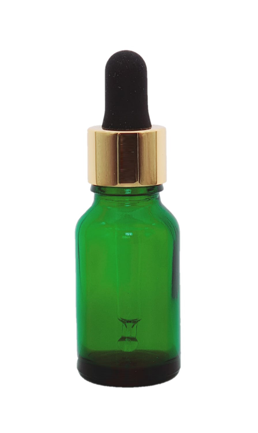 15ml Green Glass Bottles with Gold/Black Glass Pipettes