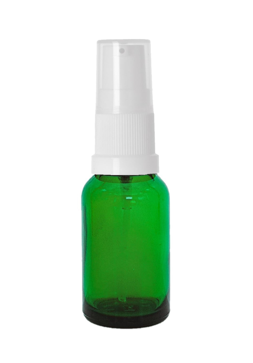 15ml Green Glass Bottles with White Treatment Pump and Clear Overcap