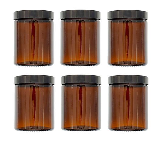 180ml Amber Brown Glass Jar with Black Urea Lid