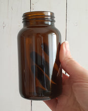 Load image into Gallery viewer, Amber Wide Mouth Glass Pill Jars with Aluminum Lids