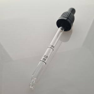 Clearance - Graduated Glass Pipette with Black Tamper Resistant Collar to fit 100ml dropper bottle - pack of 50