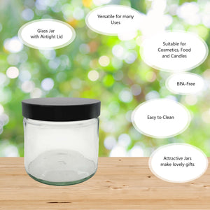 250ml Clear Glass Jar with Black Urea Lid