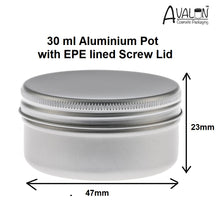 Load image into Gallery viewer, 30ml Aluminum Tins with EPE Lined Screw Lid