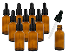 Load image into Gallery viewer, 30ml Amber Glass Bottles with Tamper Resistant Glass Pipettes