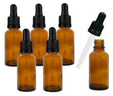 Load image into Gallery viewer, 30ml Amber Glass Bottles with Tamper Resistant Glass Pipettes