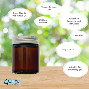 30ml Amber Brown Glass Jar with Brushed Aluminum Lid